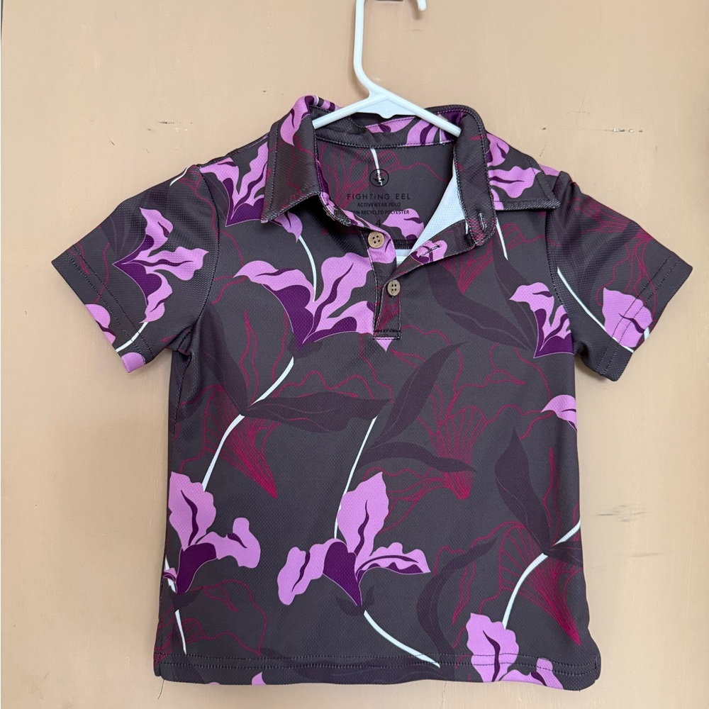 Fighting Eel Kids Polo - Purple Floral